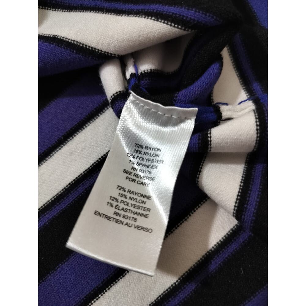 TAHARI Women's Stripes Mock Neck Blue White Sweatshirt Top Long Sleeve Size L - Picture 12 of 12